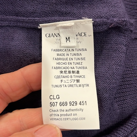 EUC Versace Collection fine 100% wool v neck purple long sleeve sweater - Picture 10 of 12